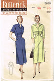 1950s Vintage Butterick Sewing Pattern 5670 Uncut Misses Shirtwaist Dress Sz 38B