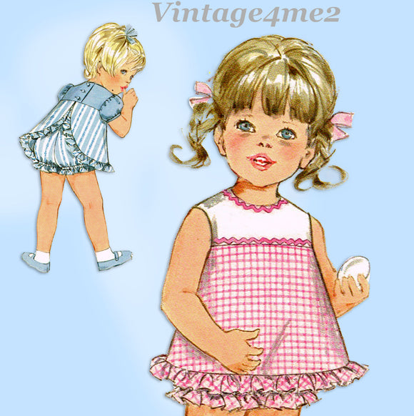 1960s Vintage Butterick Sewing Pattern 5670 Baby Girls Bloomer Dress Sz 2