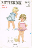 1960s Vintage Butterick Sewing Pattern 5670 Baby Girls Bloomer Dress Sz 2
