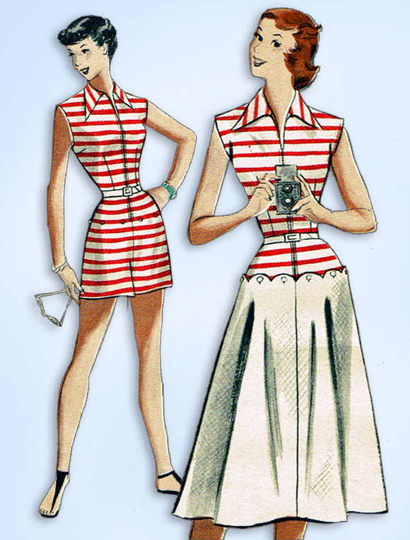 1950s Vintage Butterick Sewing Pattern 5766 Uncut Misses Play Suit & Skirt 32 B