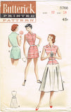 1950s Vintage Butterick Sewing Pattern 5766 Uncut Misses Play Suit & Skirt 32 B