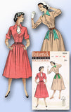 1950s Vintage Butterick Sewing Pattern 5834 Misses Shirtwaist Dress Size 34 Bust