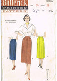 1950s Vintage Butterick Sewing Pattern 5858 Easy Misses Slender Skirt Size 26 W