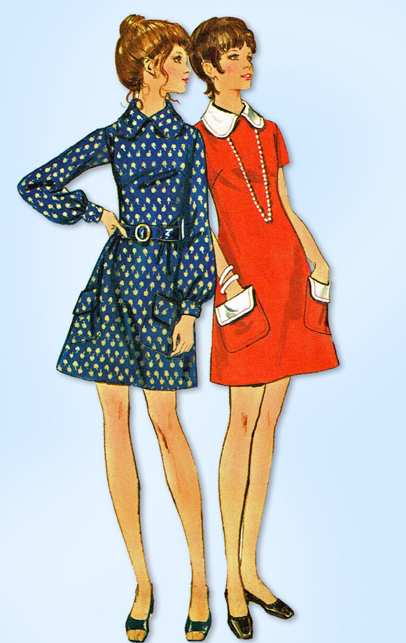 1960s Original Vintage Butterick Pattern 5913 Misses Easy A-Line Mod Dress 36B