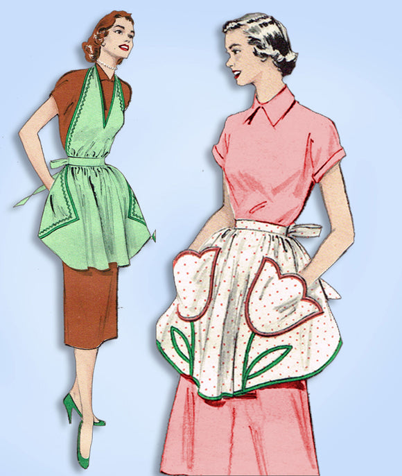 1950s Vintage Butterick Sewing Pattern 5939 Uncut Misses Tulip Apron Fits All - Vintage4me2