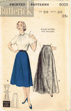 1950s Vintage Butterick Sewing Pattern 6003 Easy Uncut Floor Length Skirt Sz 30 W