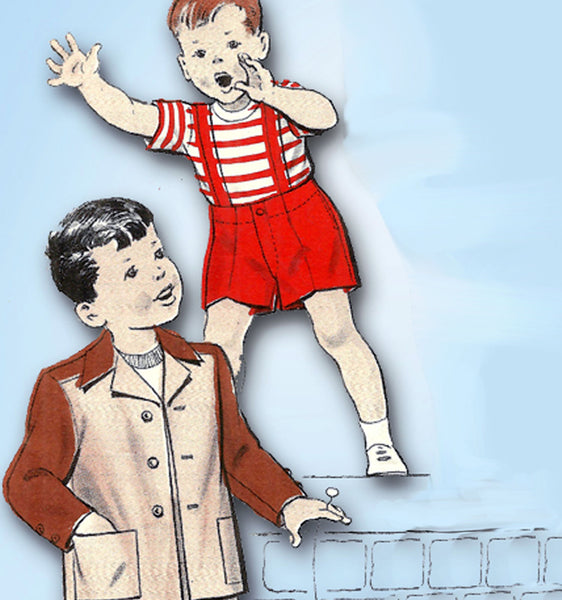 1950s Vintage Butterick Sewing Pattern 6035 Uncut Toddler Boys Suit Size 2 - Vintage4me2