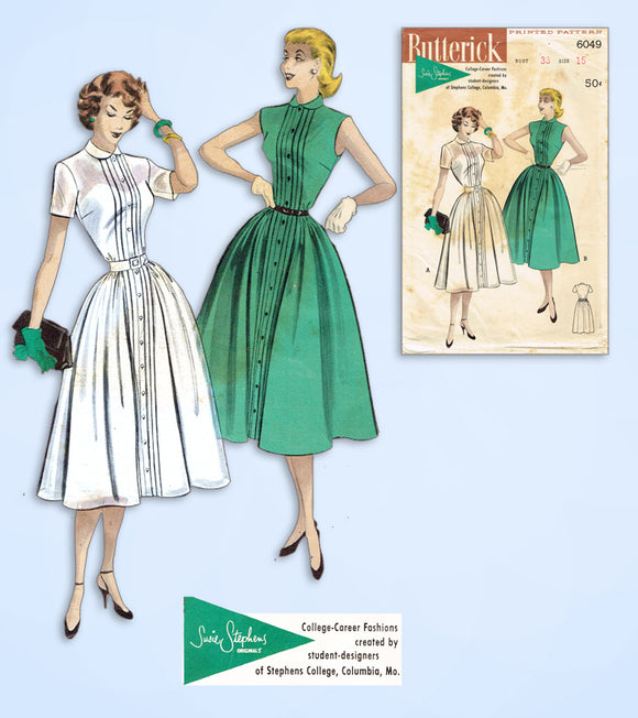1950s Vintage Butterick Sewing Pattern 6049 Uncut Susie Stevens Dress Size 33 B