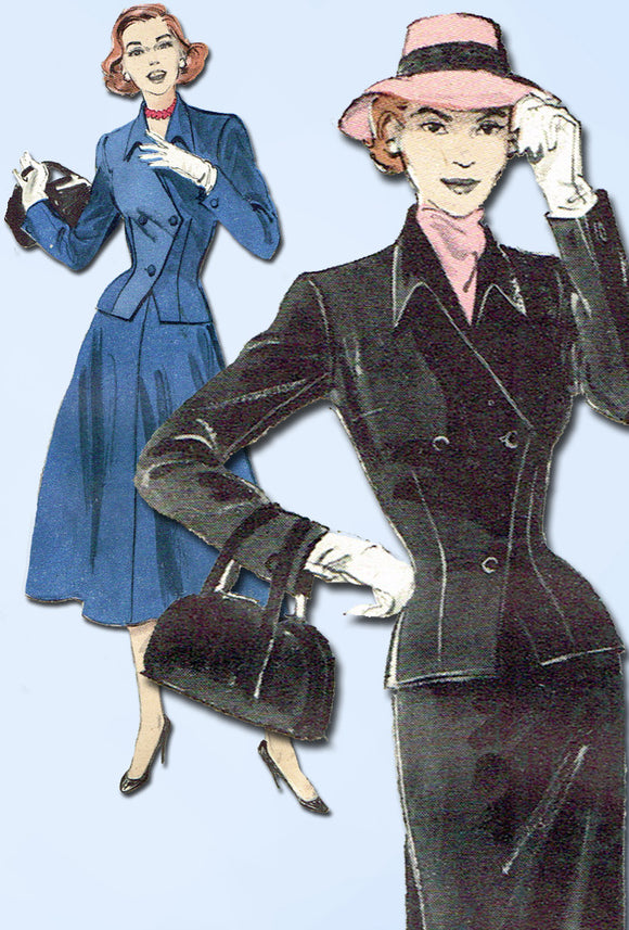 1950s Vintage Butterick Sewing Pattern 6052 Midcentury Modern Misses Suit Sz 36B