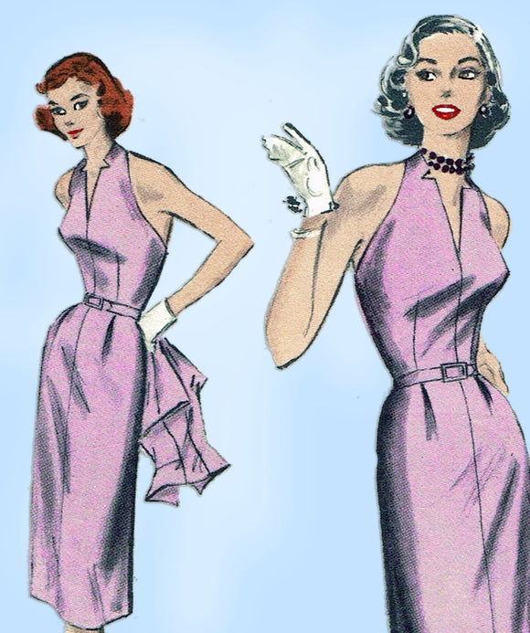 Butterick 6091: 1950s Misses Halter Dress 32 B Vintage Sewing