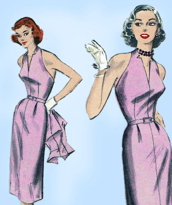 Butterick 6091: 1950s Misses Halter Dress & Jacket Sz 32B Vintage Sewing Pattern - Vintage4me2