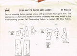 Butterick 6091: 1950s Misses Halter Dress & Jacket Sz 32B Vintage Sewing Pattern