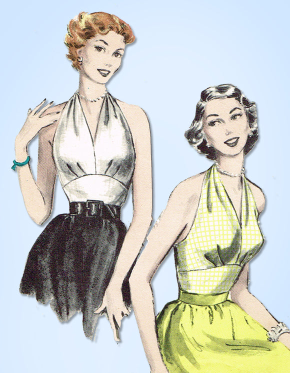 1950s Vintage Butterick Pattern 6136 Easy Misses Halter Top Size 34 Bust
