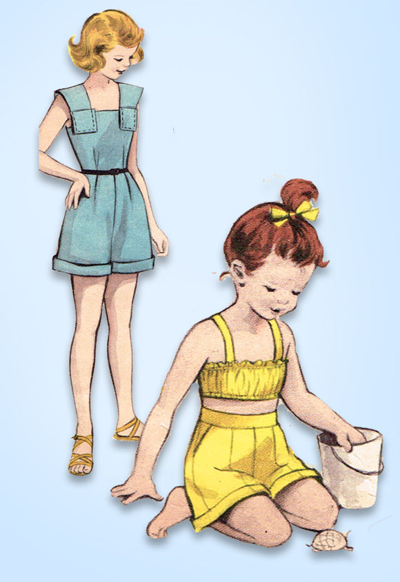 1950s Vintage Butterick Sewing Pattern 6146 Toddler Girls Play Clothes Sz 4 23 B