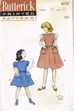 1950s Vintage Butterick Sewing Pattern 6175 Uncut Little Girls Dress Size 12