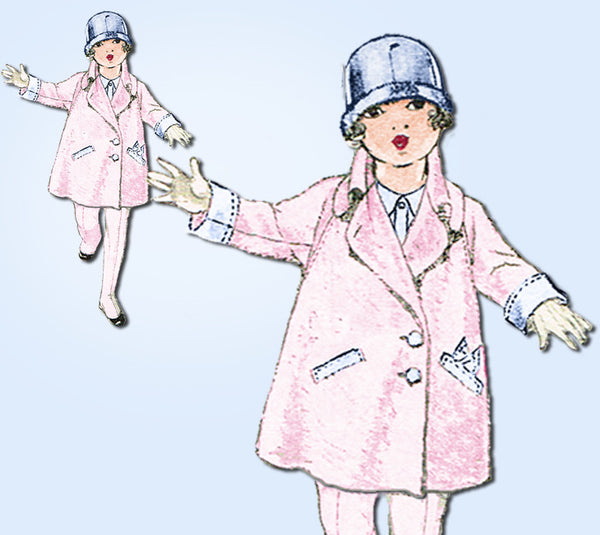 1920s Vintage Butterick Sewing Pattern 6198 Uncut Girls Flapper Coat Size 6 24B - Vintage4me2
