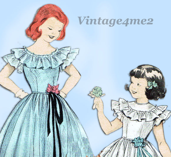 Butterick 6202: 1950s Uncut Little Girls Formal Gown Sz10 Vintage Sewing Pattern - Vintage4me2