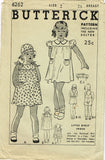 1930s Original Vintage Butterick Pattern 6262 Baby Girls Dress Sunsuit & Hat Sz2