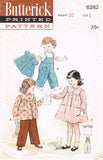 1950s Vintage Butterick Sewing Pattern 6282 Baby Girls Smock & Overalls Size 1