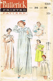 1950s Vintage Butterick Sewing Pattern 6315 Misses Nightgown & Bedjacket Sz 36 B