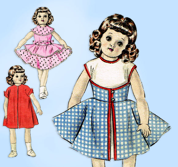 Butterick 6316: 1950s Rare 21 Inch Doll Clothes w Walkaway Dress Vintage Sewing Pattern