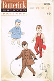 1950s Vintage Butterick Sewing Pattern 6324 Toddler Boys Coat & Cap Size 4 23 B
