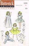 1950s Vintage Butterick Sewing Pattern 6350 16 inch Darling Doll Clothes