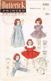 1950s Vintage Butterick Sewing Pattern 6350 21 inch Darling Doll Clothes