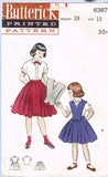 1950s Vintage Butterick Sewing Pattern 6387 Little Girls Skirt and Blouse Sz 10