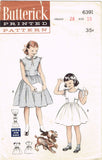 1950s Vintage Butterick Sewing Pattern 6391 Easy Little Girls Dress Size 10 28B