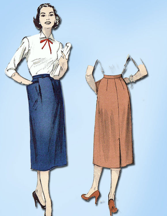 1950s Vintage Butterick Sewing Pattern 6393 Misses Easy Day Skirt Size 28 Waist