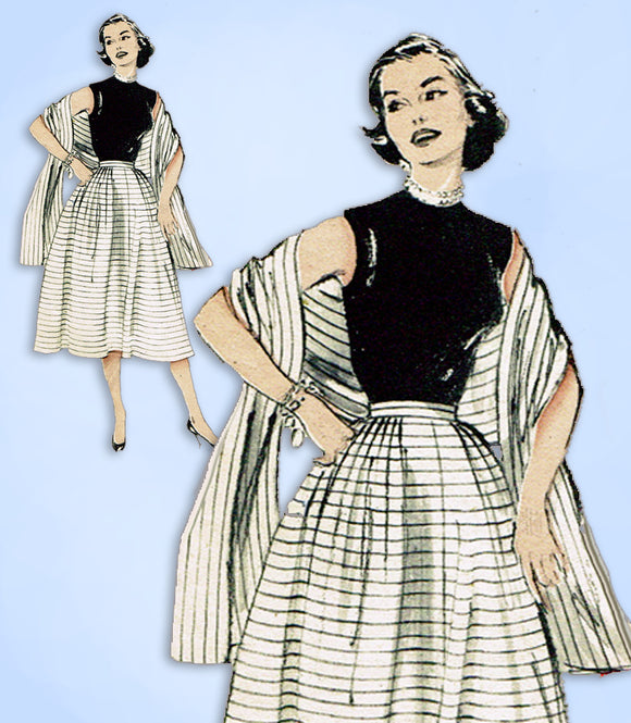 1950s Vintage Butterick Sewing Pattern 6394 Misses Skirt & Stole Size 28 Waist
