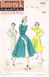 1950s Vintage Butterick Sewing Pattern 6400 Misses Dress & Redingote Sz 34 Bust