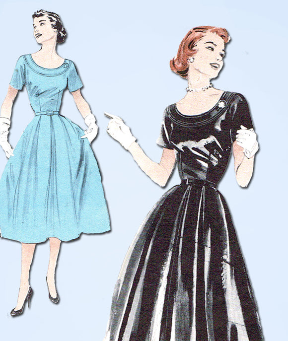 1950s Vintage Butterick Sewing Pattern 6436 Uncut Misses Dress Size 14 32 Bust