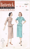 1950s Vintage Butterick Sewing Pattern 6447 Chic Misses Asymmetrical Suit Sz 32B