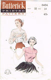 1950s Vintage Butterick Sewing Pattern 6454 Uncut Misses Sleeveless Blouse 32 B