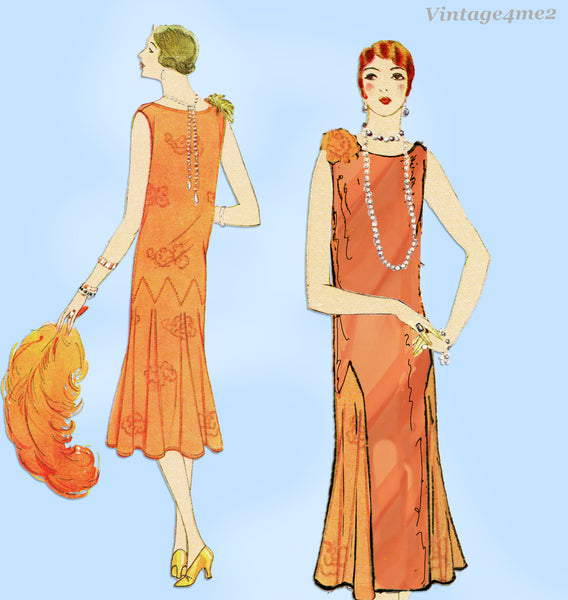 Butterick 6461: 1920s FF Flapper Evening Dress Sz 38 Bust Vintage Sewing Pattern