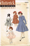 1950s Vintage Butterick Sewing Pattern 6464 Little Girls Princess Coat Size 8