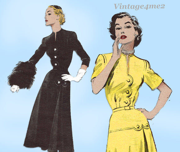 Butterick 6470: 1950s Stunning Misses Street Dress Sz 30B Vintage Sewing Pattern