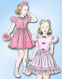 1940s Vintage Butterick Sewing Pattern 6480 Little Girls Ruffled Party Dress Sz7 - Vintage4me2