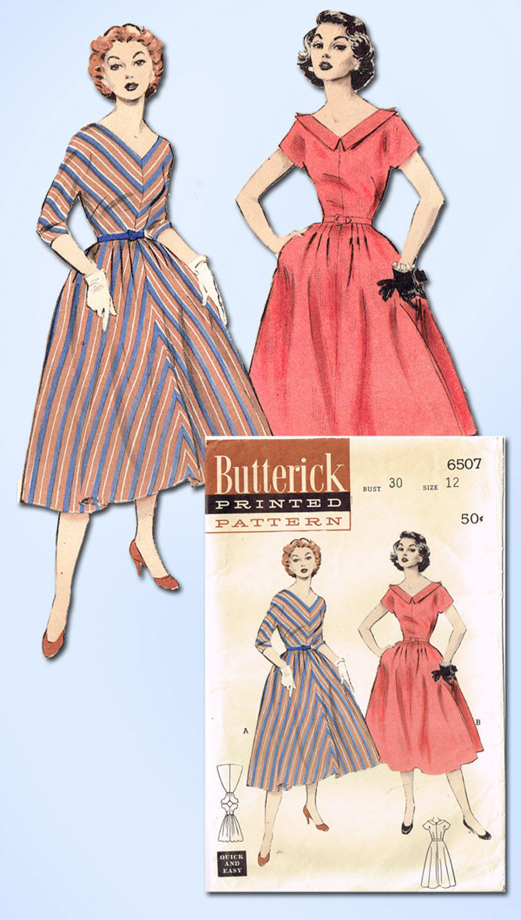1950s Vintage Butterick Sewing Pattern 6507 Easy Misses Bias Cut Dress Vintage4me2 1950s Vintage Butterick Sewing Pattern 6507 Easy Misses Bias Cut Dress Vintage4me2