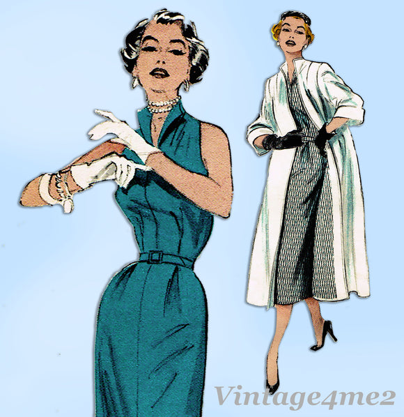 Butterick 6529: 1950s Uncut Misses Dress & Coat Sz 30 B Vintage Sewing Pattern