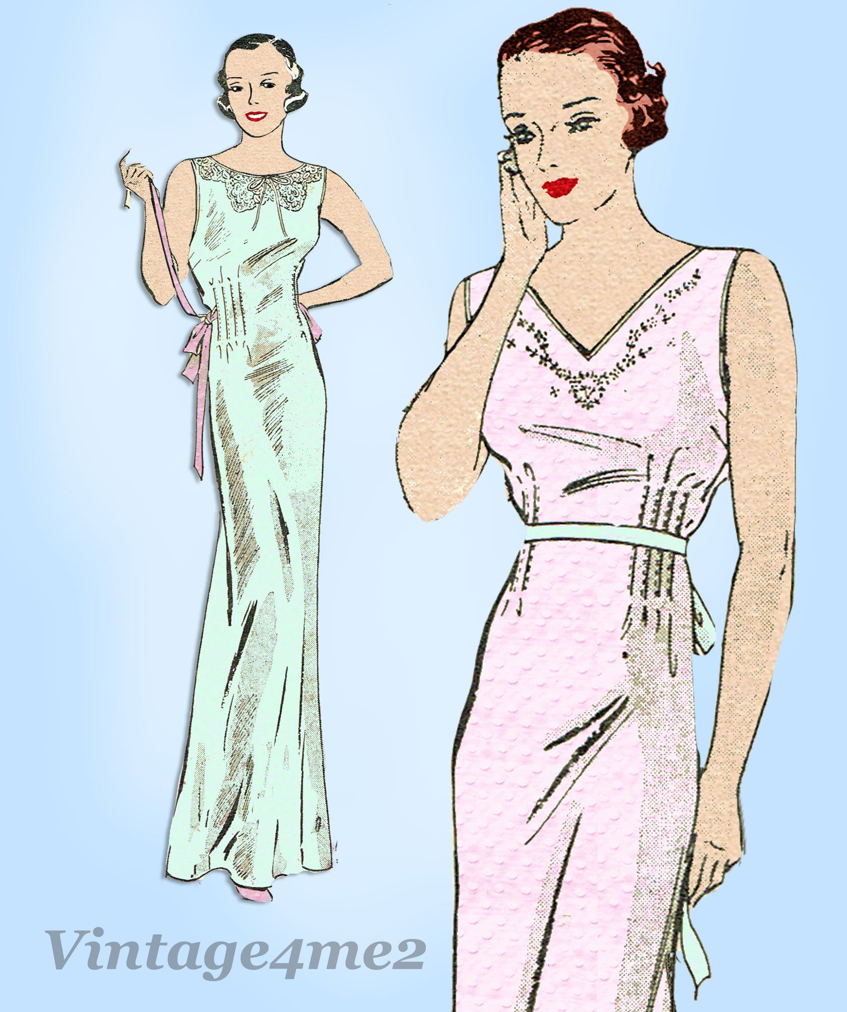 Butterick 6535: 1930s Misses Embroidered Nightgown 36B Vintage Pattern Vintage4me2 Butterick 6535: 1930s Misses Embroidered Nightgown 36B Vintage Pattern Vintage4me2