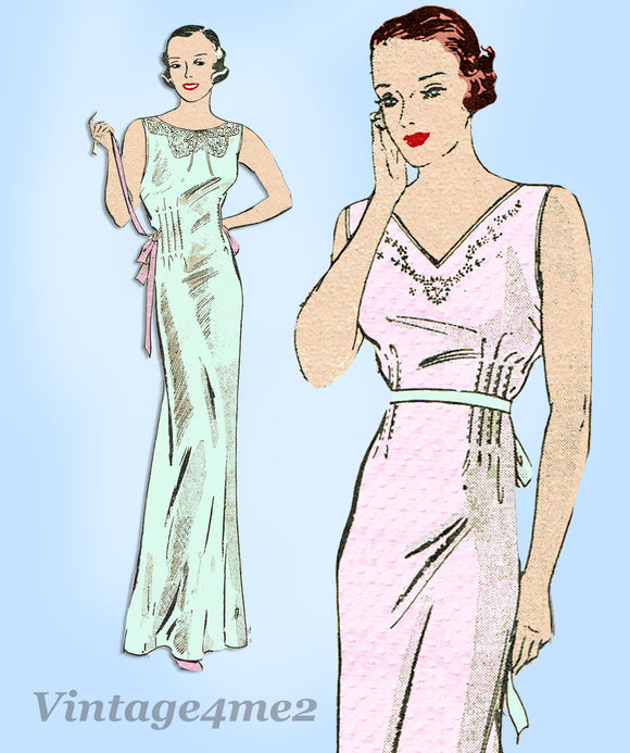 Butterick 6535: 1930s Misses Embroidered Nightgown 36 B Vintage Sewing Pattern