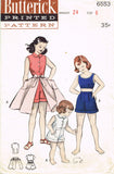 1950s Vintage Butterick Sewing Pattern 6553 Toddler Girls Play Clothes Size 6