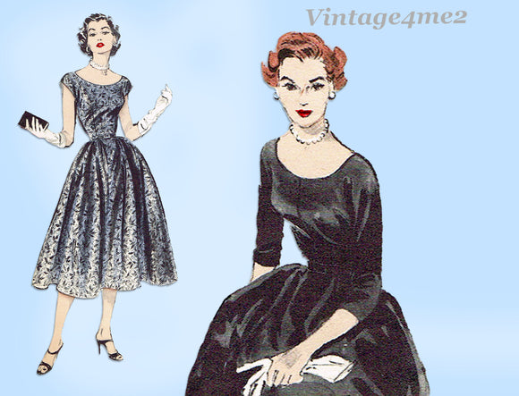 1950s Vintage Butterick Sewing Pattern 6578 Uncut Misses Cocktail Dress Size 34B