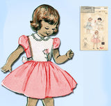 1950s Vintage Butterick Sewing Pattern 6597 Baby Girls Dress w Plastron Bib Sz 1 - Vintage4me2