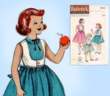 1950s Vintage Butterick Sewing Pattern 6602 Uncut Little Girls Dress Size 10 - Vintage4me2