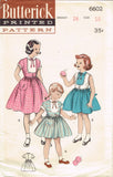 1950s Vintage Butterick Sewing Pattern 6602 Uncut Little Girls Dress Size 10 - Vintage4me2
