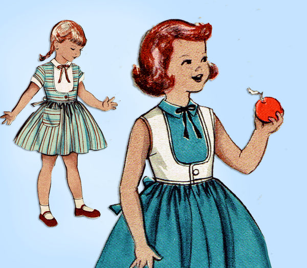 1950s Vintage Butterick Sewing Pattern 6602 Uncut Little Girls Dress Size 10 - Vintage4me2